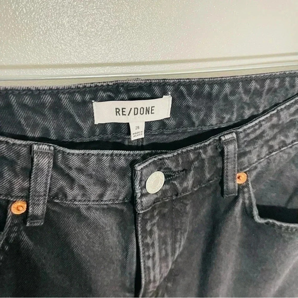 NWT Re/Done 70s Low Rise Straight Leg Jeans Washed Black Denim - Picture 5 of 9